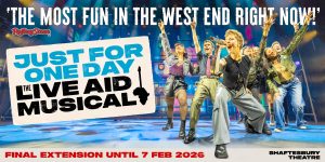 A vibrant stage with performers in colourful costumes, singing passionately under bright lights, surrounded by an enthusiastic audience.