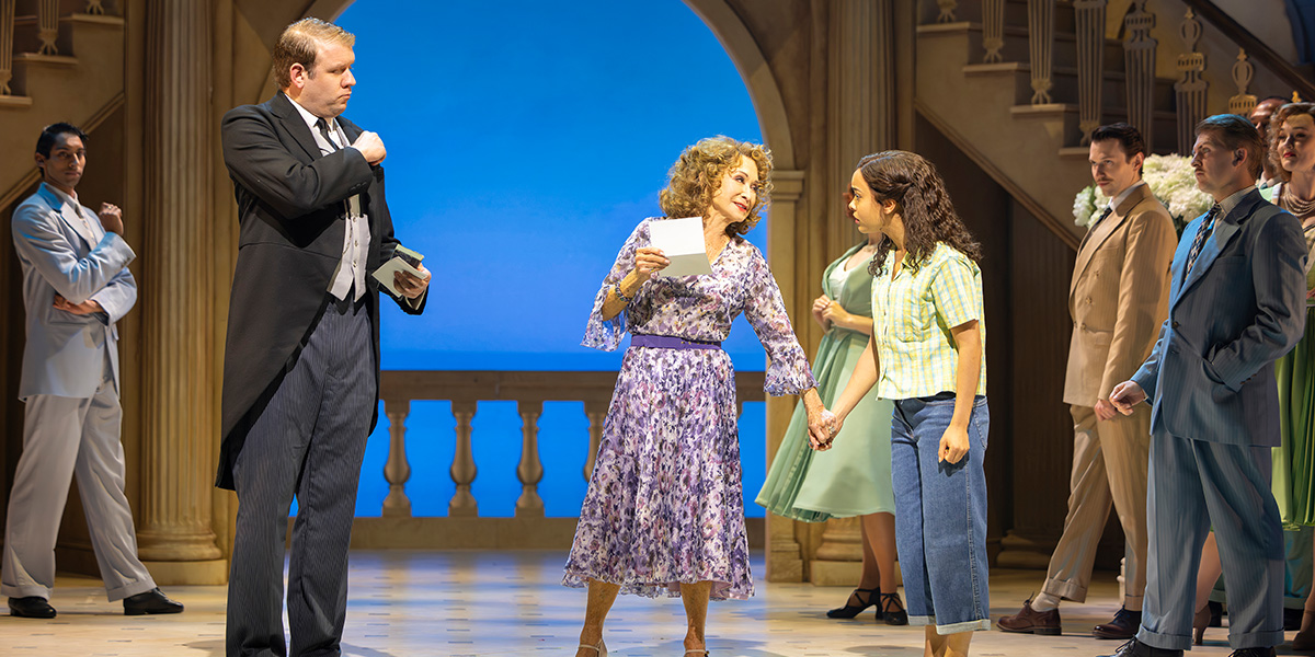 James Hume, Felicity Kendal, Naomi Pacquette pose together, smiling, in a theatrical setting.