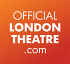 Logo for Official London Theatre, featuring white text on a gradient orange background.