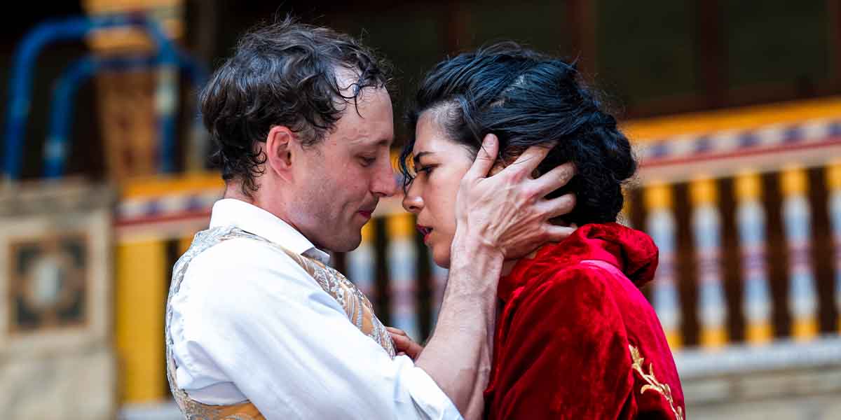 Ned Costello as King of Navarre and Norah Lopez Holden as the Princess share an intimate moment.