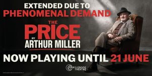 A dramatic scene featuring a price tag hanging from a string against a blurred background.