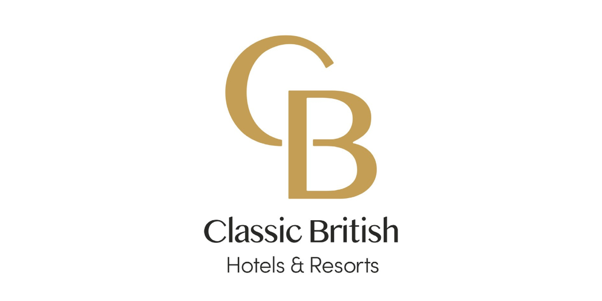 Gold and black logo for Classic British Hotels & Resorts, featuring stylised letters "C" and "B".