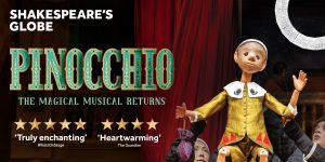 A colourful globe featuring Pinocchio, with vibrant textures and details, set against a neutral background.