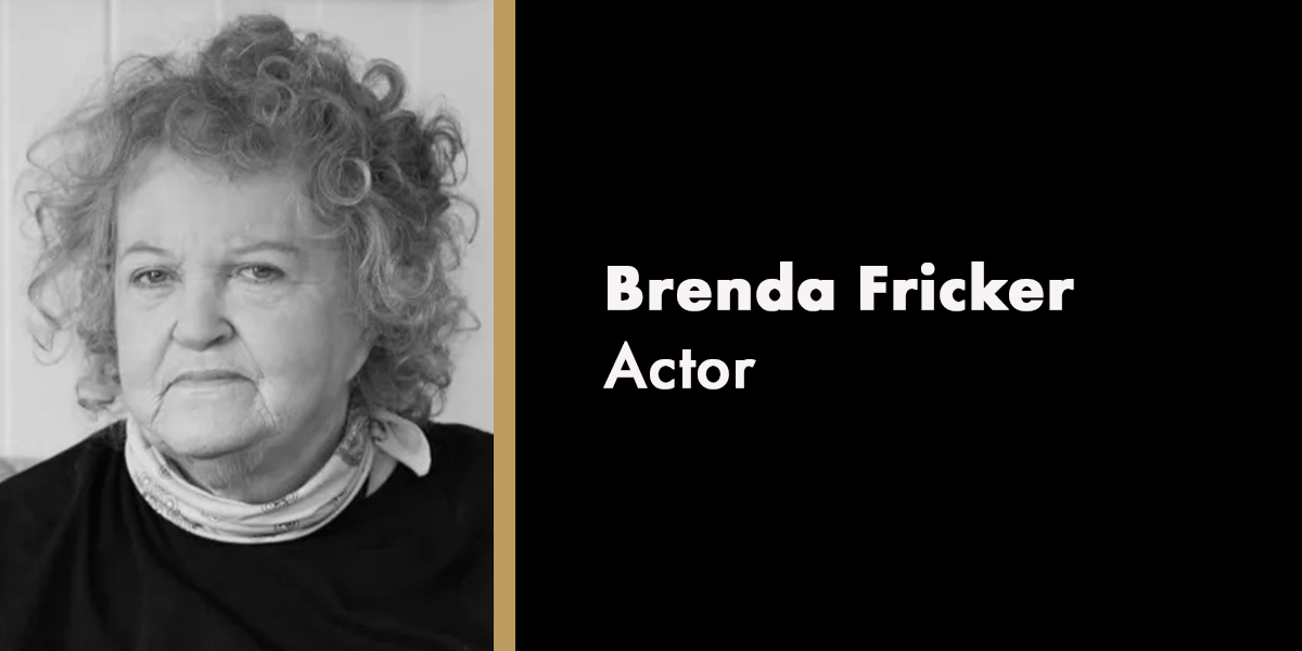 Brenda Fricker's portrait in memoriam, featuring soft lighting and a neutral background.